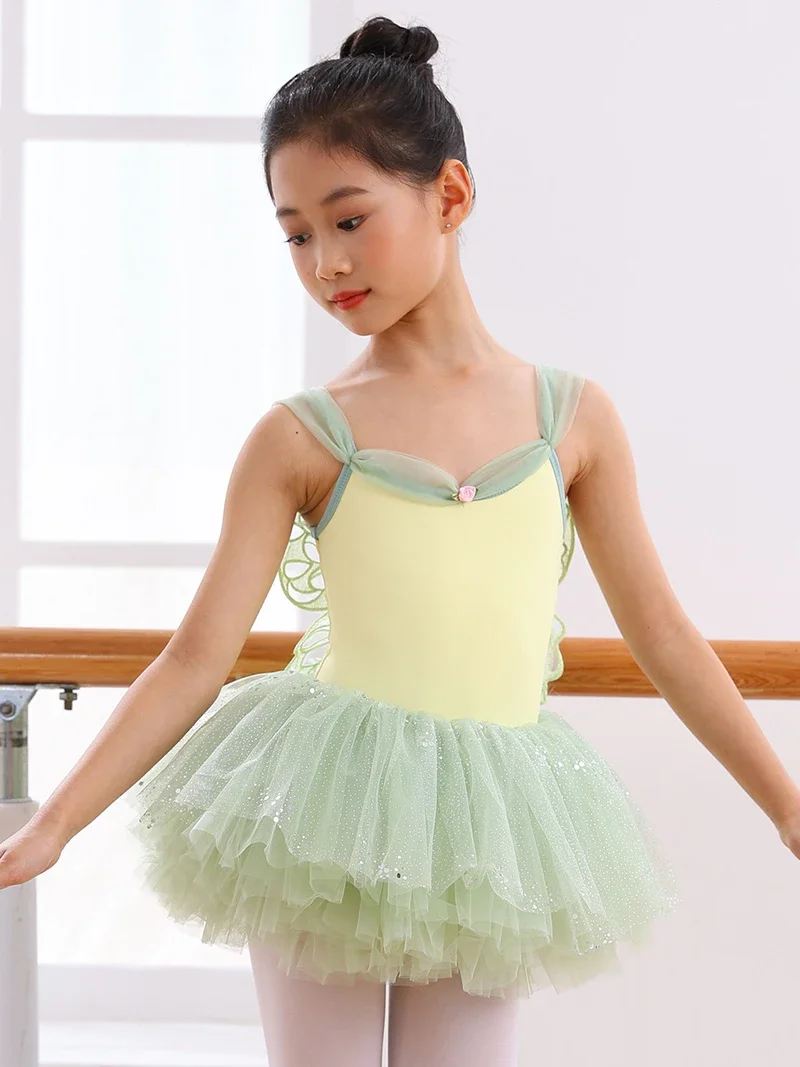 Children Dance Clothes Camisole Practice Ballet Body Dancewear Butterfly Stage Performance Skirt Gymnastics Leotard Costumes