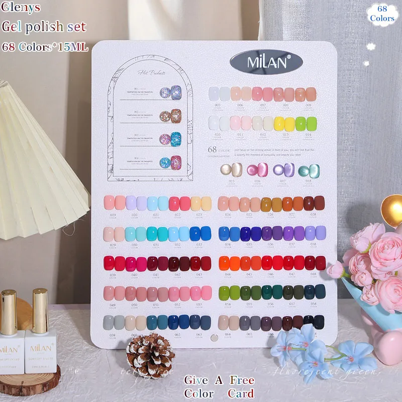

Glenys 68 pieces * 15ml nail polish gel net red popular advanced immersion gel color matching card nail salon art varnish set