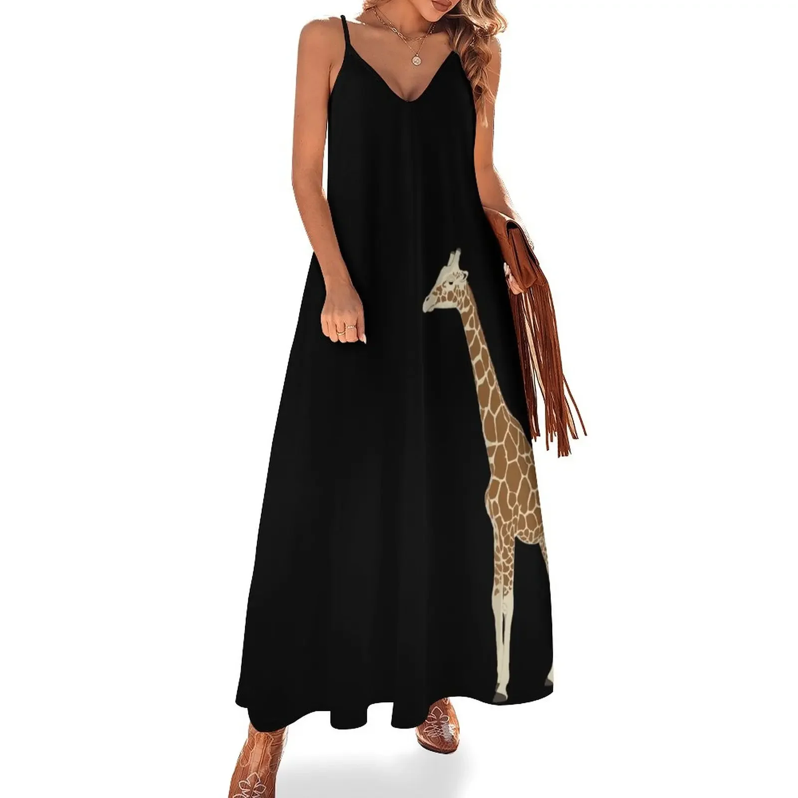 

Giraffe Sleeveless Dress womens clothing Women's evening dress dress Woman's evening