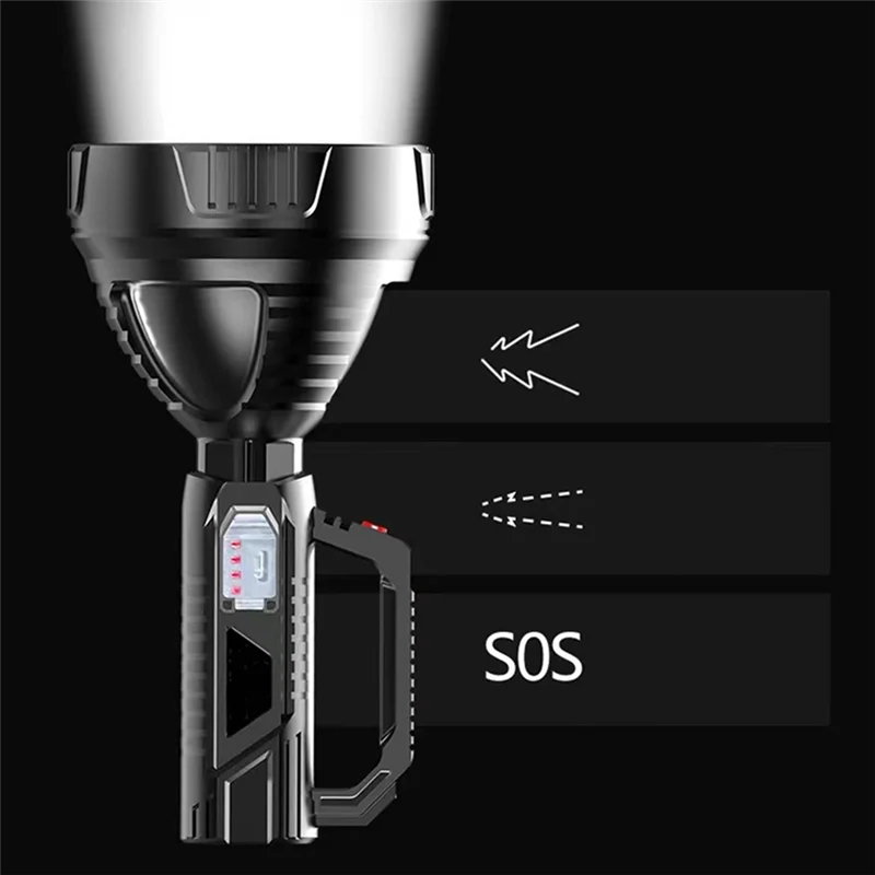 Strong Light ไฟฉายแบบพกพา USB ชาร์จ ABS กลางแจ้ง LED Multi-Function ในครัวเรือน Searchlight โคมไฟแบบพกพา