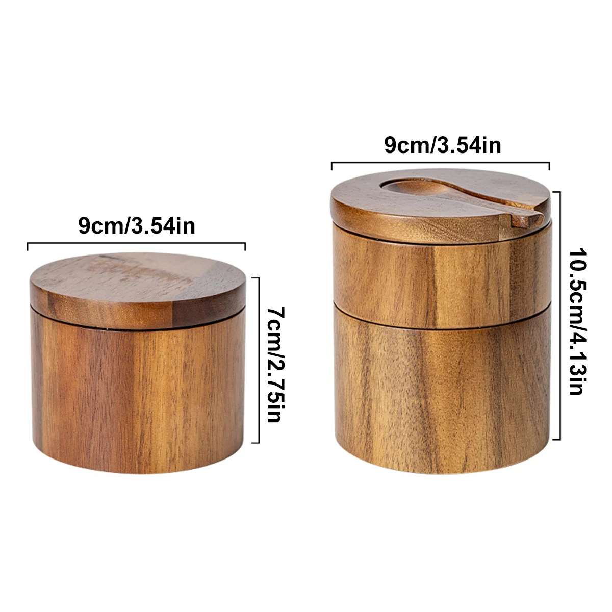 Salt Cellar with Spoon and Swivel Lid, Acacia Wood Salt  Salt Keeper, Wood Jar for Kitchen, Perfect for Storing Seasonings