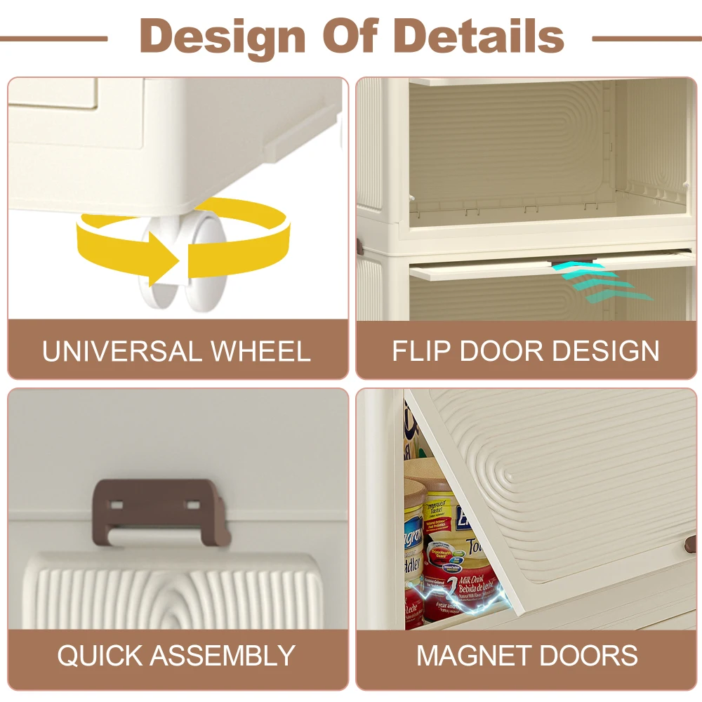 Portable Wardrobe Closet Storage Organizer for Clothes Clothes Dresser Magnetic Doors with 4 Cubes Hanging Rod 10 Pcs Hangers