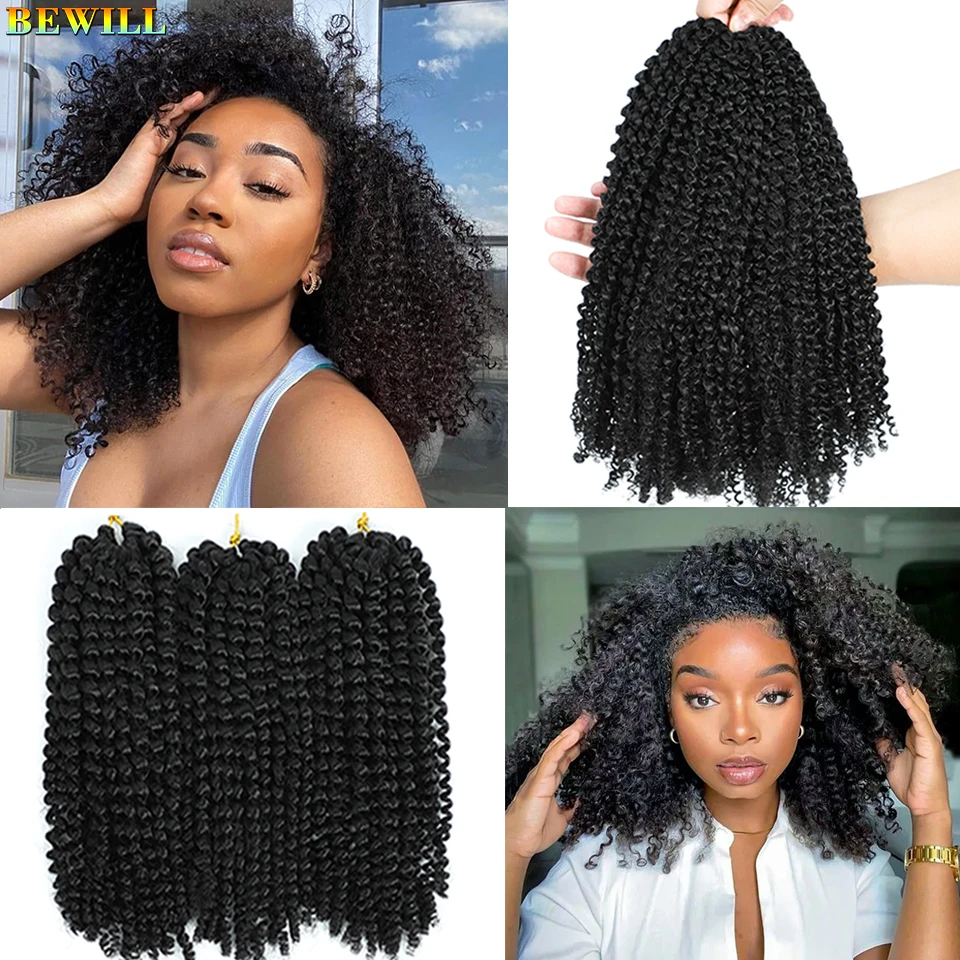 Marlybob Synthetic Crochet Hair 8 12 Inch Deep Water Wave Afro Jerry Curl Twist Braids Hair Kinky Curly Crochet Hair Extentions