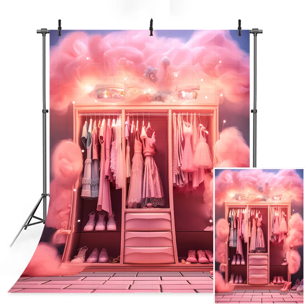 2024 New Movie Pink Princess Barbies Backdrop Kids Girls Customized Photo Background Castle Pink Garden Banner Props