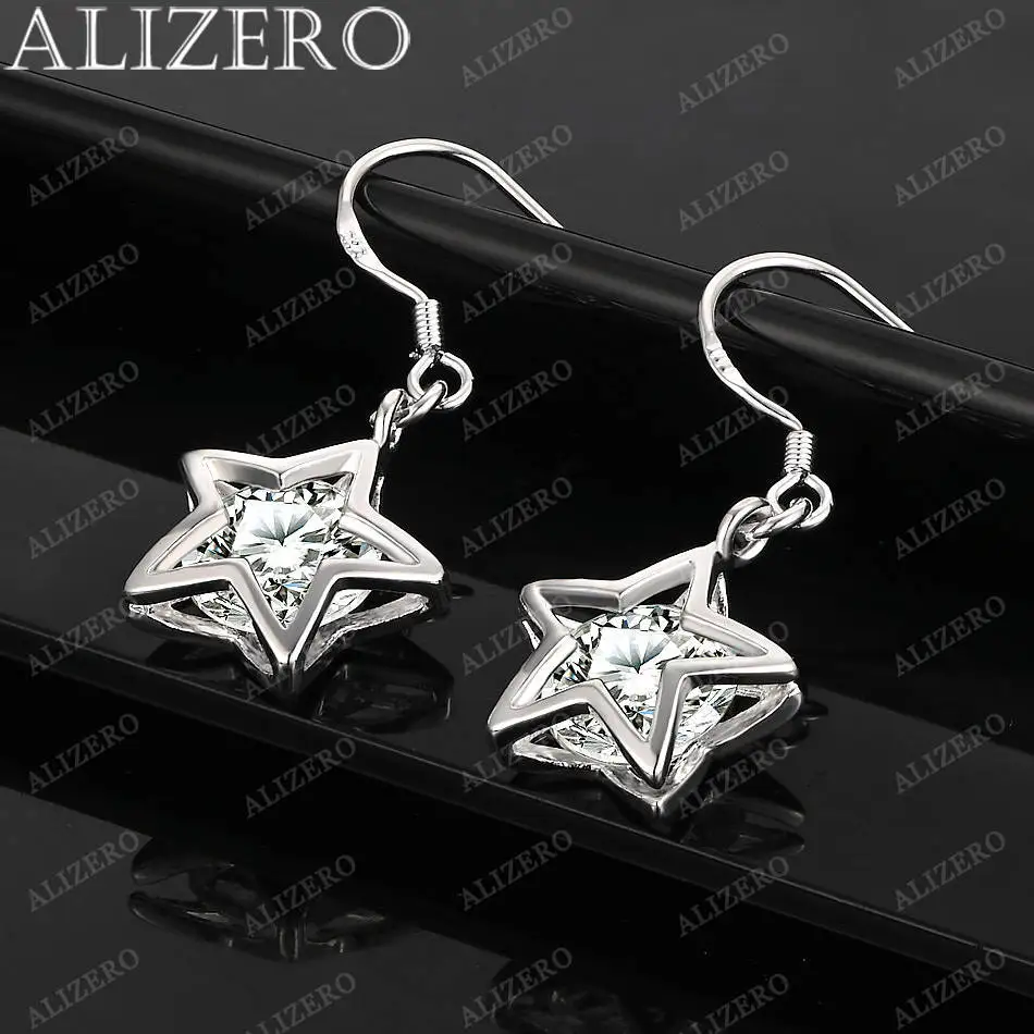

Серьги из стерлингового серебра 925 пробы с цирконием в форме звезды для женщин, модные украшения для вечеринок и повседневной носки