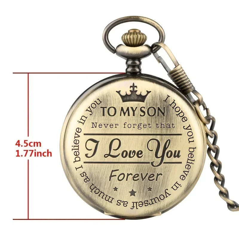 Keller Weber Engraved Pocket Watch To My Son I Love You Best Gift Quartz Pocket Watch Chain Fob Watches, Men Gift Present