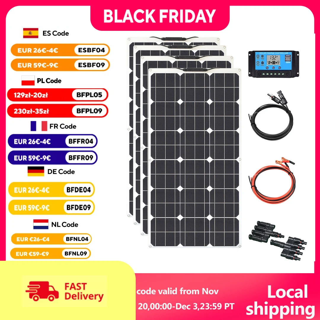 

BOGUANG Solar Panel Kit Module солнечная панель 1PCS ~ 6PCS 100 Вт гибкая солнечная панель комплект модуль 100 Вт 200 Вт 300 Вт 400 Вт 500 Вт 600 Вт 12 В/24 В ячейки батареи зарядное устройство дома RV пластина Китай