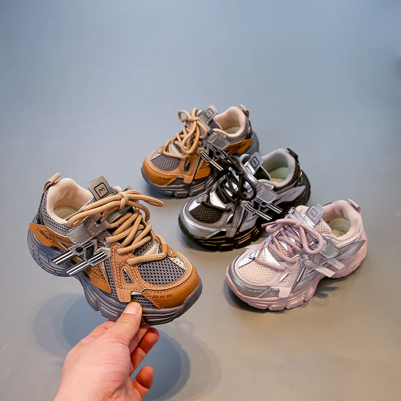 

Детские кроссовки для девочек, весна 2026, новая модель, сетчатые, с мягкой подошвой, спортивные, для старших детей, беговые кроссовки, детская обувь