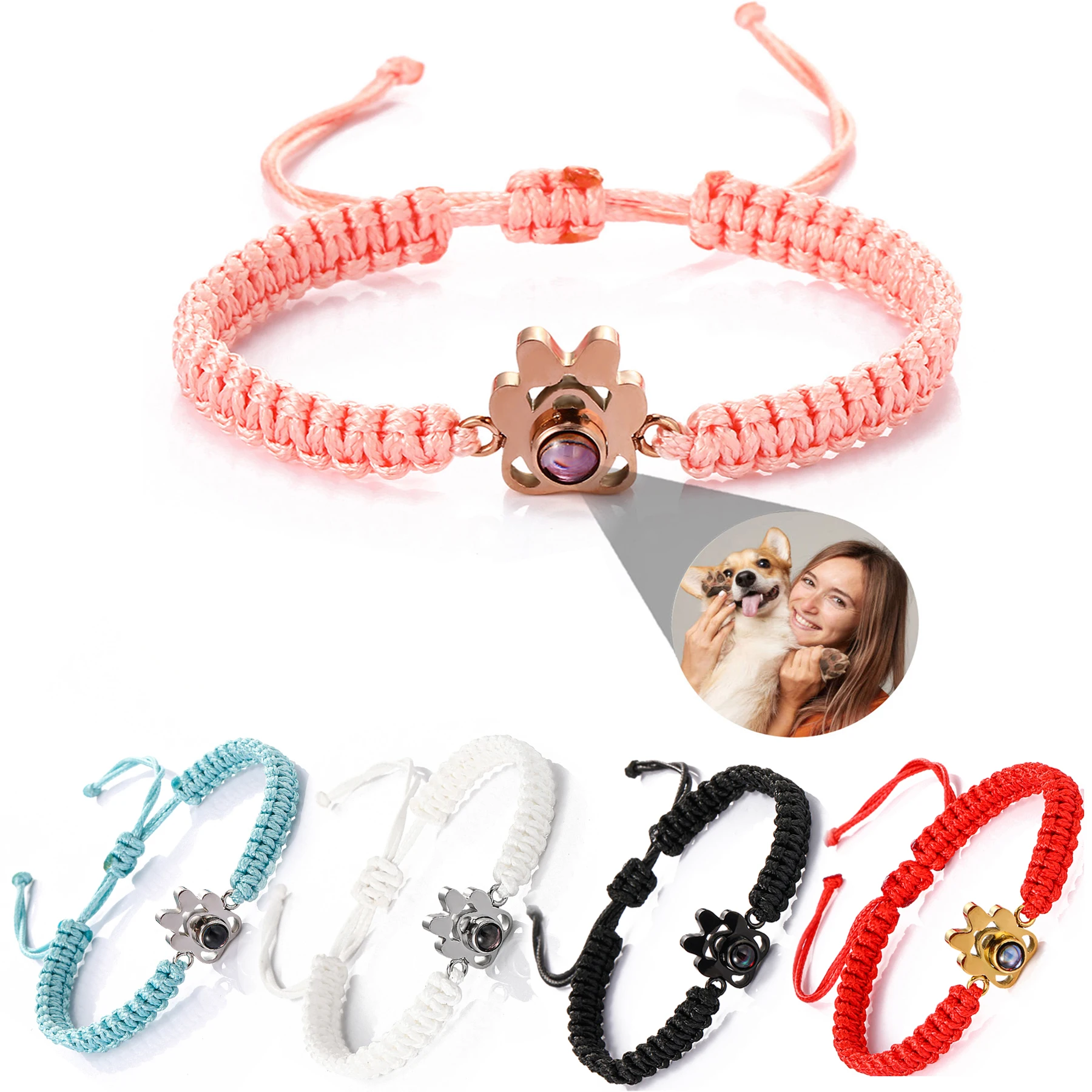 Custom Pet Projection Bracelet Stainless  Dog Claw Projection Bracelet Women's Custom Puppy Photo Bracelet Pet Photo Jewelry