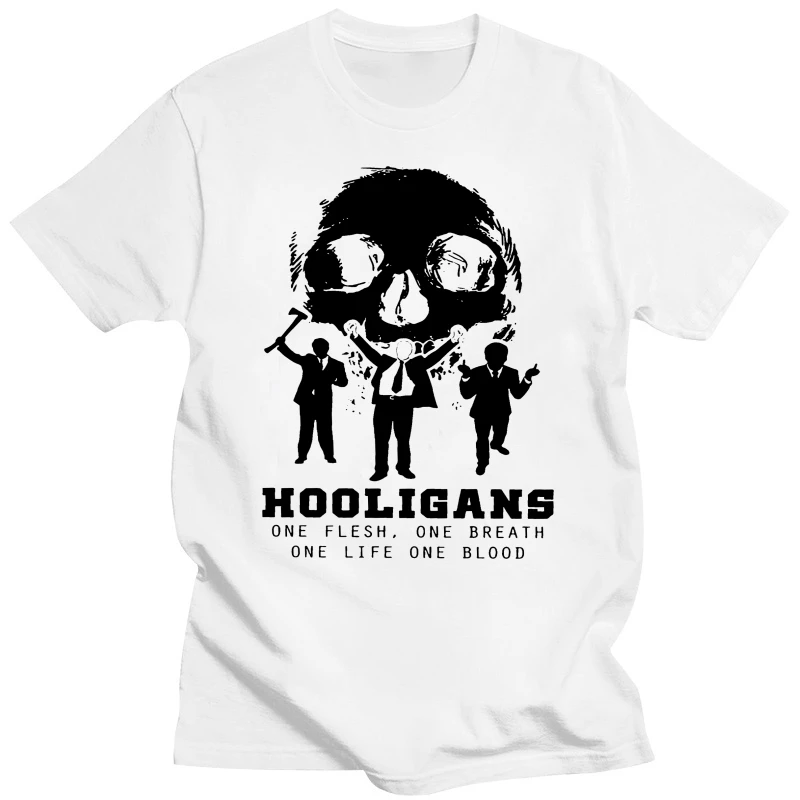 Hooligans Ultras Group Mens White 100% Cotton T Shirt Top Tee Good Quality Shirts Summer Short Sleeve Novelty