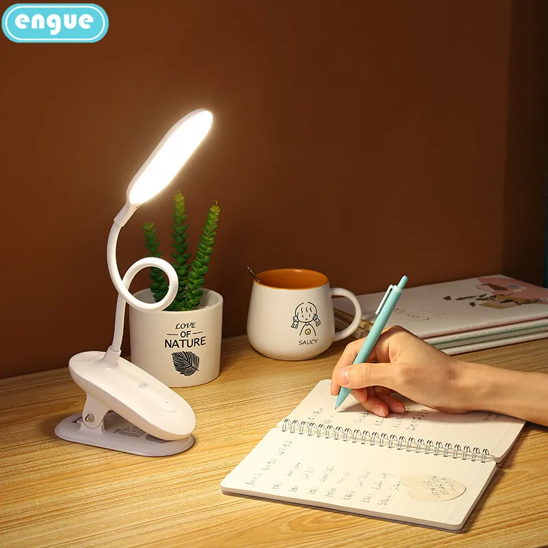 ENGUE Folding Desk Lamp Creative Clip Eyes Protection Touch Dimmable USB Charging LED Light Dormitory Bedroom Study Night Light