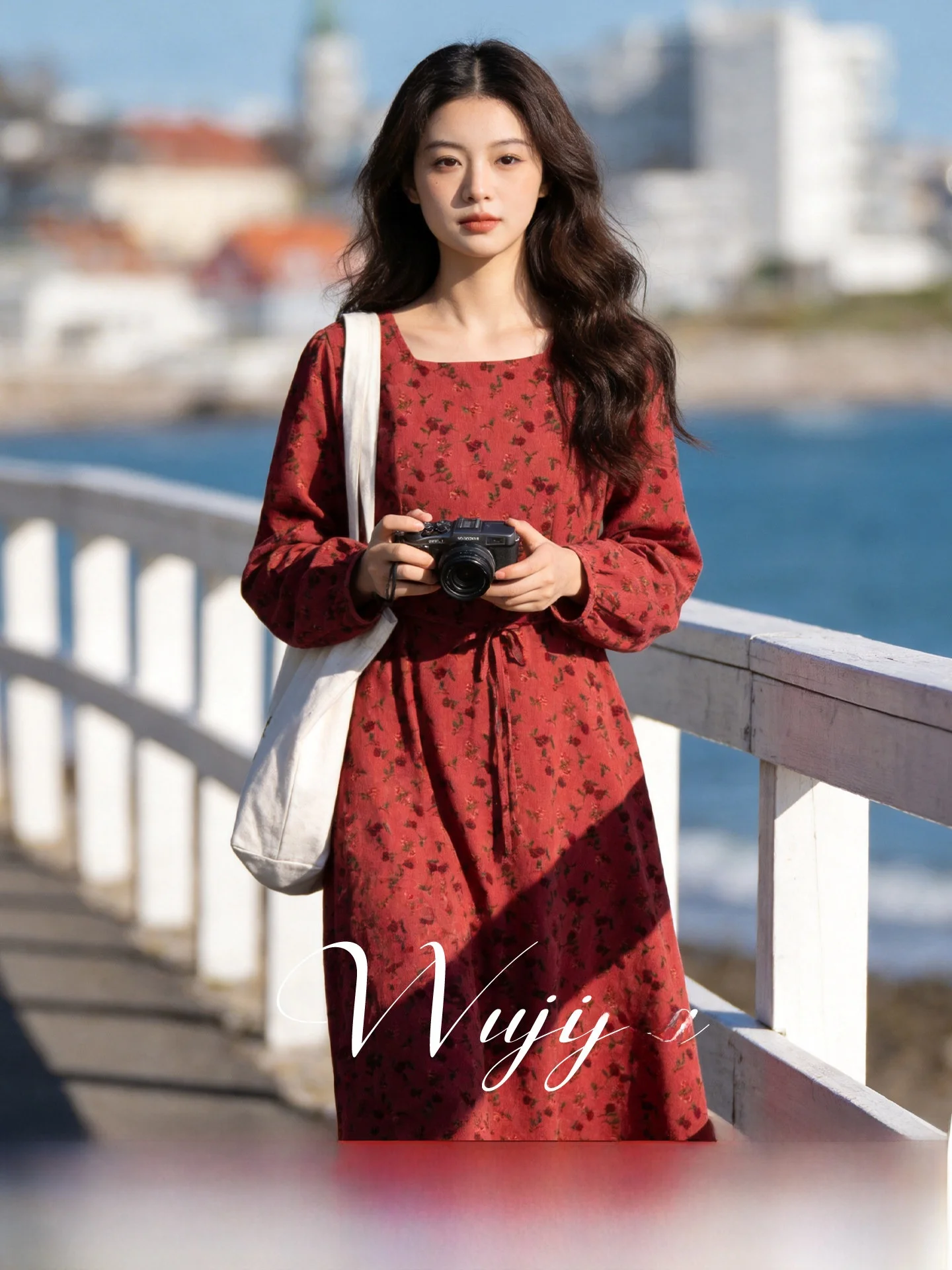 

Spring Season Large Size Women's Dress Velvet Floral Print Hip Covering Long Dress Rose Flower Print A-Line Skirt Commute Style