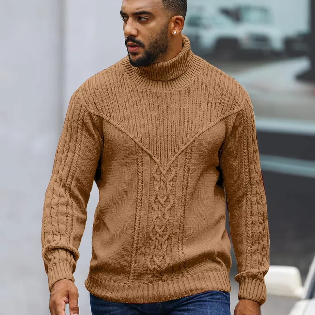 Slavinson Men's Sweater Spring Slim Fit Crewneck Pullover Casual Chunky Cable Knit Comfort Heavy Long Sleeve Sweaters US Size