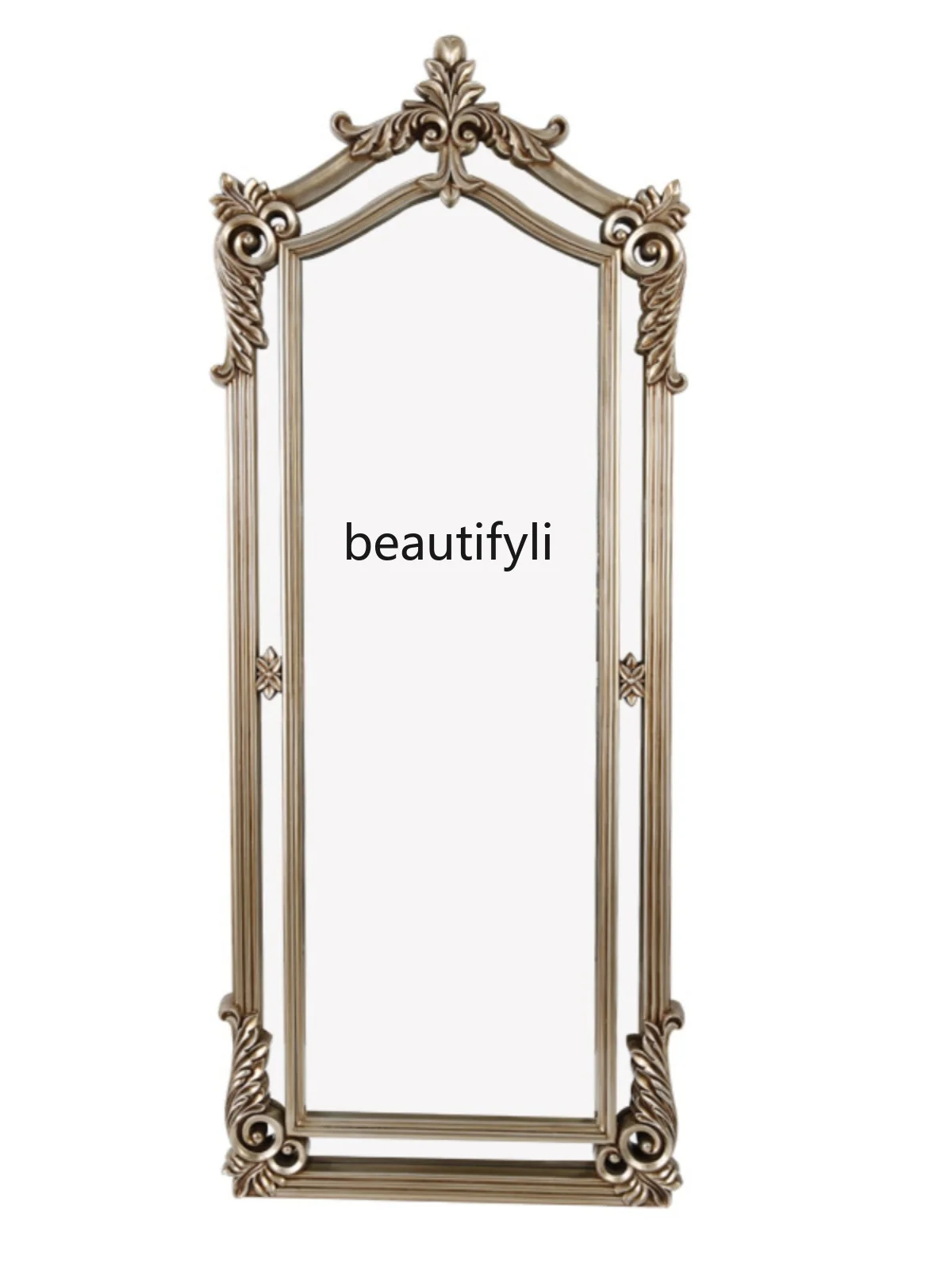 European-style carved retro style full-length mirror clothing store fitting mirror, home full body floor mirror against the wall