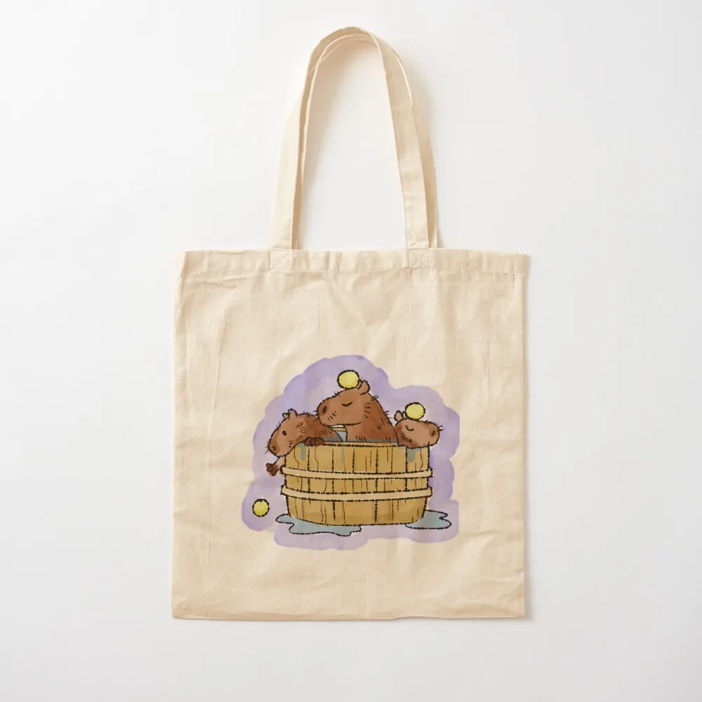 

Capybara Onsen Tote Bag free delivery bags Lady bag shopping bag logo Canvas Tote