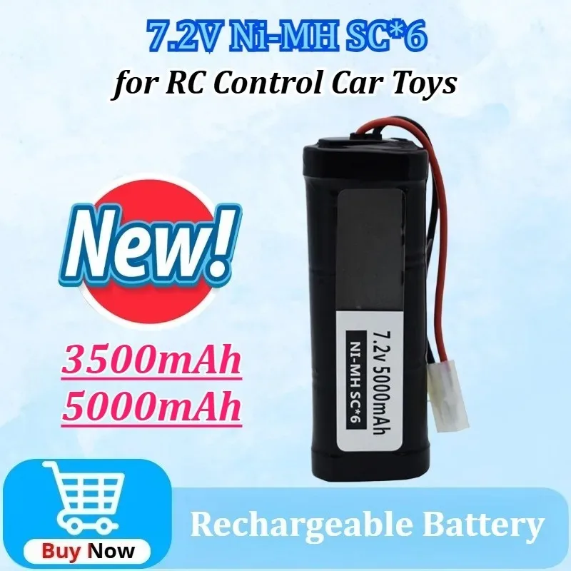 

7.2V 3500/5000mAh 10C Rechargeable Ni-MH Battery Pack Tamiya Plug High Capacity for SC*6 Cells for RC Control Car Toys Battery