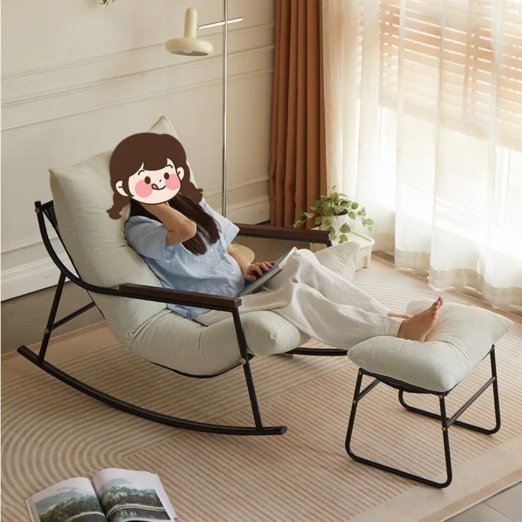 HYS rocking chair retro style living room single sofa chair adult reclining chair balcony leisure rocking