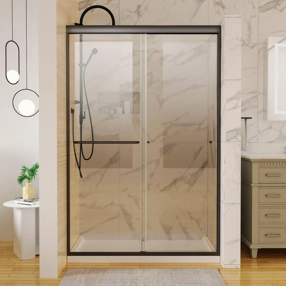 

44-48" W x 72" H Semi-Frameless Sliding Shower Door, Bathroom Glass Shower Door with 1/4 (6mm) Clear SGCC Tempered Glass