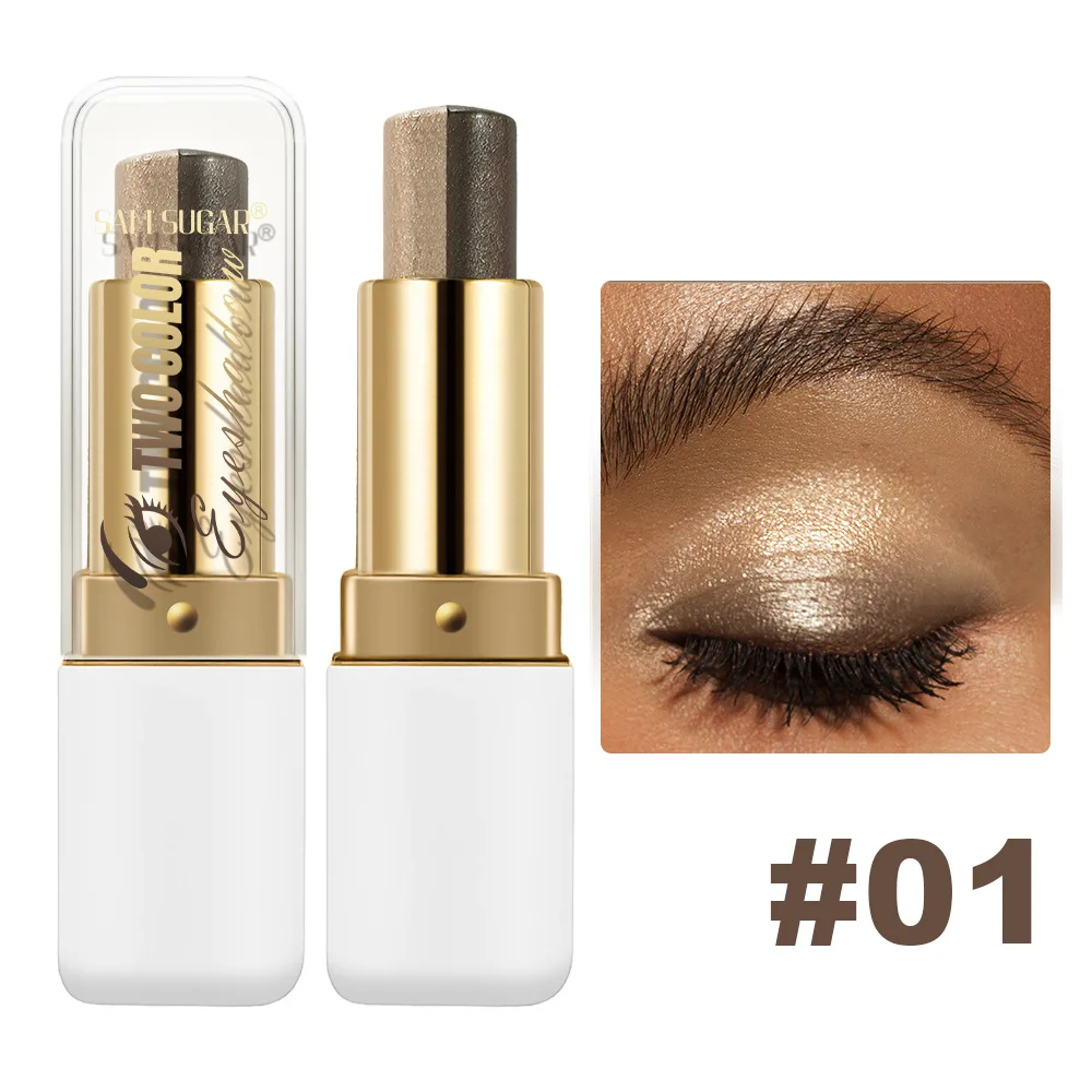 عصا ظلال العيون 2 في 1 بتصميم ملتوي كريمي لظلال العيون وهايلايتر مزج مقاوم للتلطخ ومقاوم للماء ومكياج يدوم طويلاً