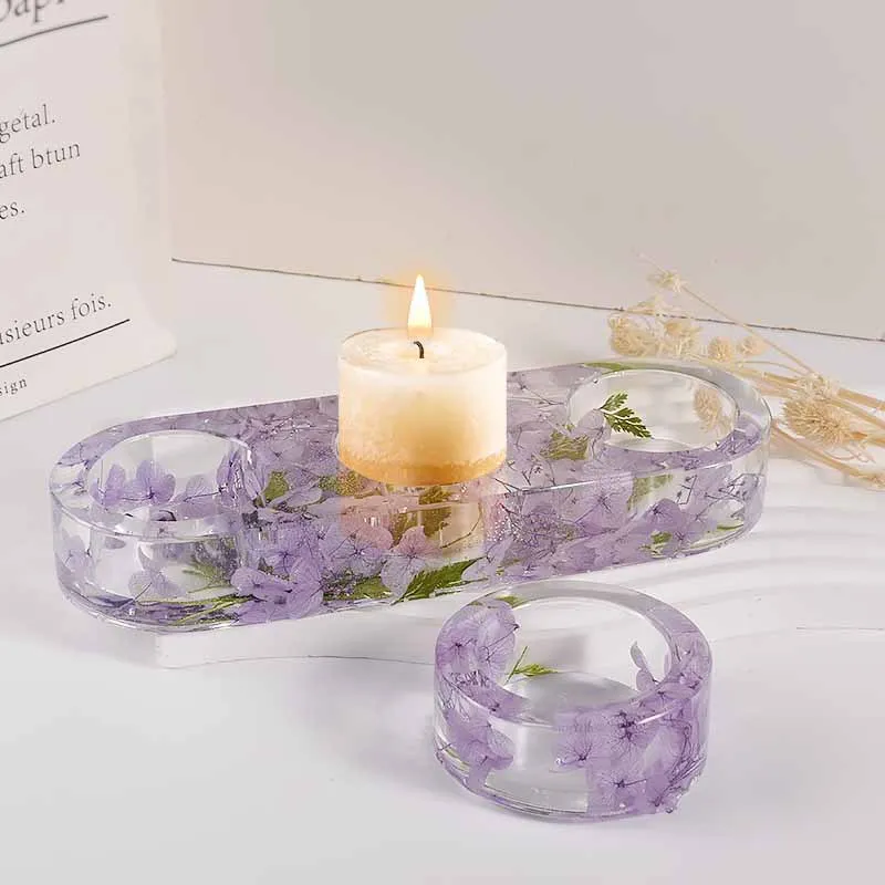 Multi-loch Kerzenhalter Kristall Epoxidharz Form DIY Oval Aroma Ornamente Spiegel Silikon Form Wohnkultur Werkzeuge