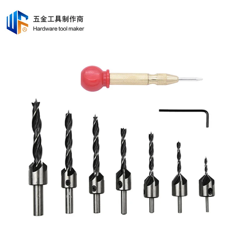 26pcs Drill Bit Set Hexagonal Handle Pagoda Drill Bit Gold Hole Positioning Punch Five Edge Chamfer