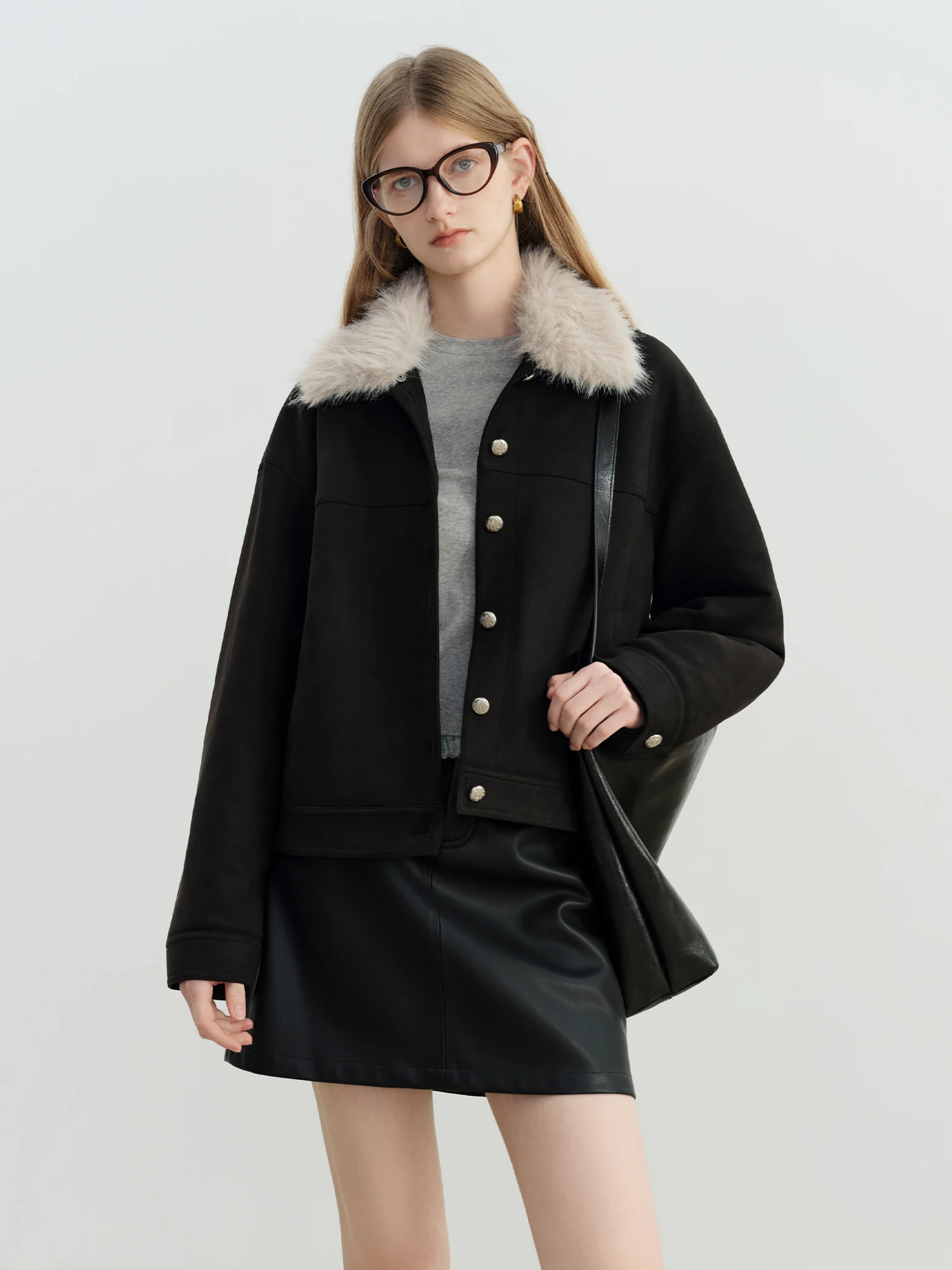 Ziqiao petite feminino imitação de pele de raposa gola falso veado para baixo casaco 2025 inverno nova chegada quente gola alta outerwear