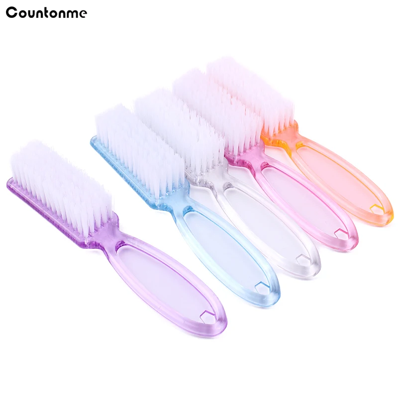 4Pcs Transparent Nail Brush Cleaning Brushes Plastic Handle Grip Multifunctional Brush Cleaner Scrubbing Pedicure For Manicure