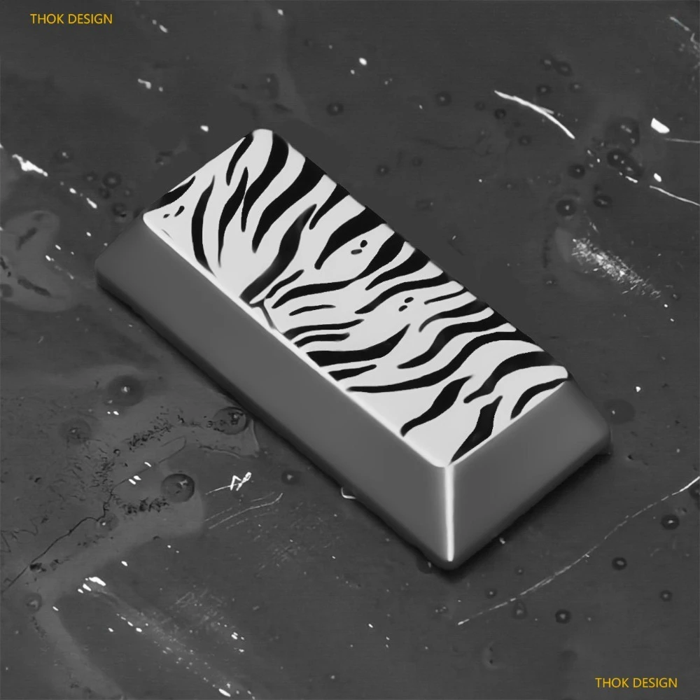 THOK Keycaps Costom Aluminum Alloy Metal  Point Keycap 2.25u 1u Enter Orange Silvery Tiger Key Cap for Mechanical Keyboard