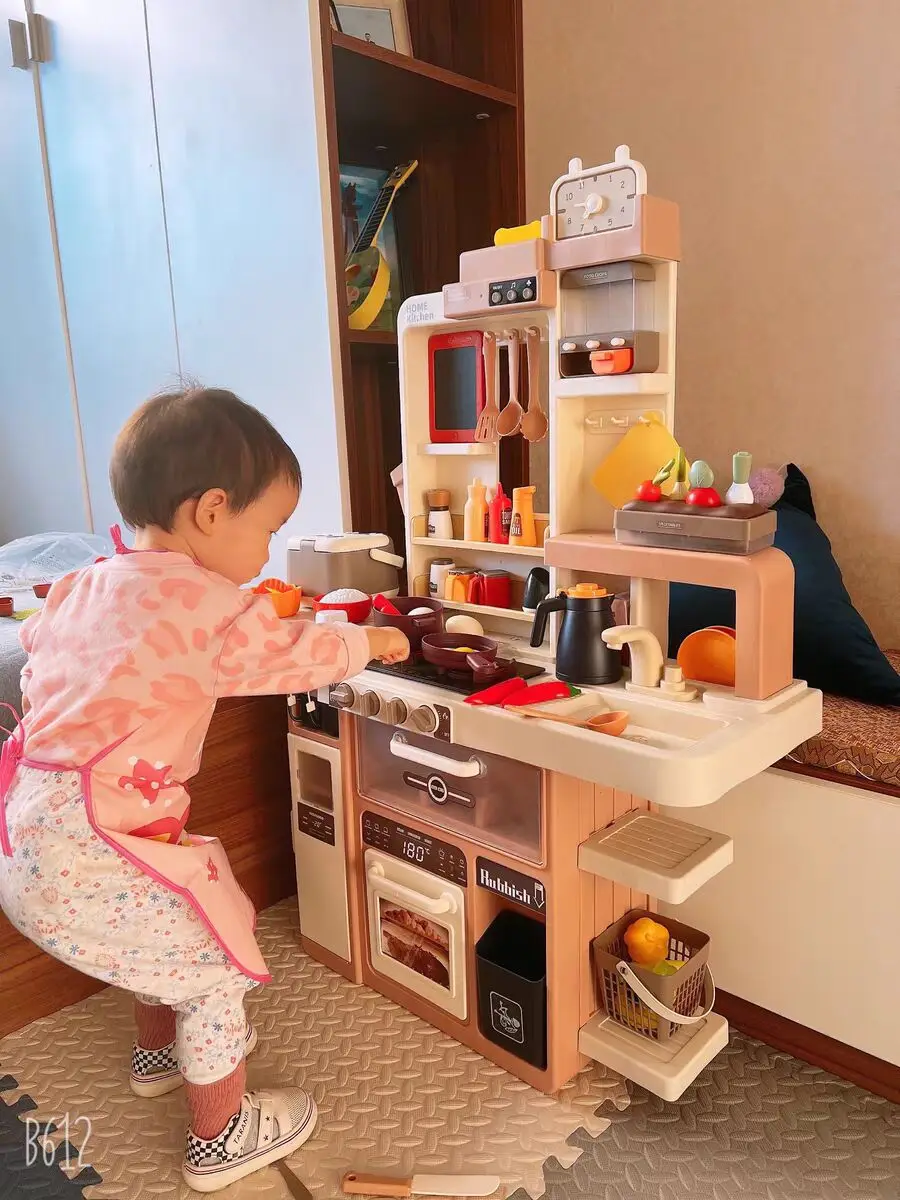 

93cm Big Kitchen Toy Children's Play House Kitchenware Set Simulation Spray Baby Mini Food Cooking Toys Christmas Gifts For Girl