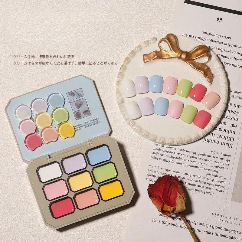 Nowa 9-kolorowa paleta żelowych lakierów do paznokci Pudding Cream Soak Off UV LED Japoński żel do paznokci Półtrwały stały żel