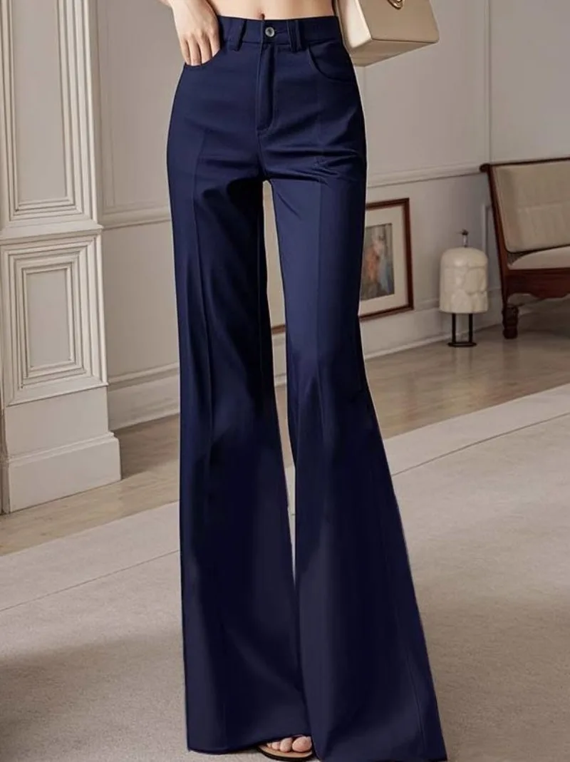Neue Koreanische Mode Herbst Flare Hosen Frauen High-End-Elegante Hohe Taille Dünne Einfarbig Büro Dame Hosen frauen Kleidung