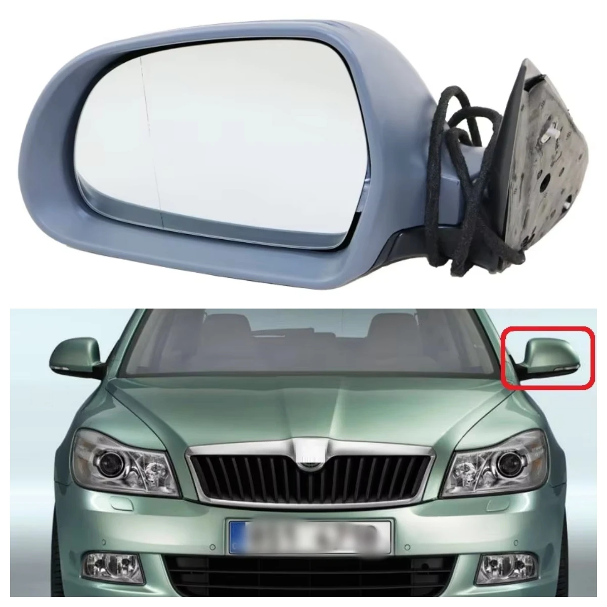 Lusterko samochodowe do Skody Octavia A6 MK2 2009 2010 2011 2012 2013 Stylizacja samochodu Podgrzewane elektryczne lusterko boczne Lewa strona kierowcy — zdjęcie 7