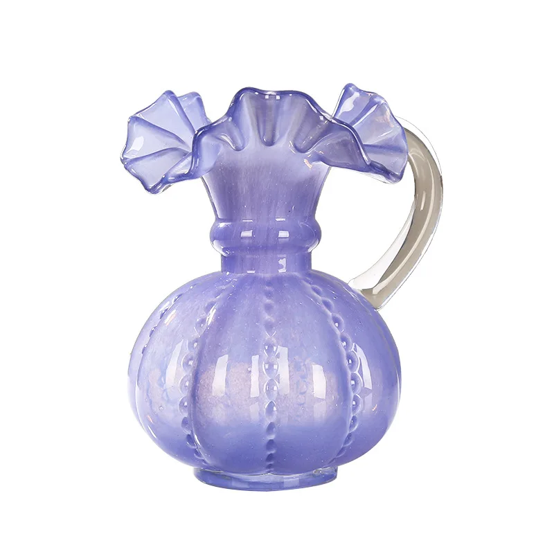 

Colorful handmade glazed basket vase, light luxury ornament, modern simple living room dining table can be a water culture devic