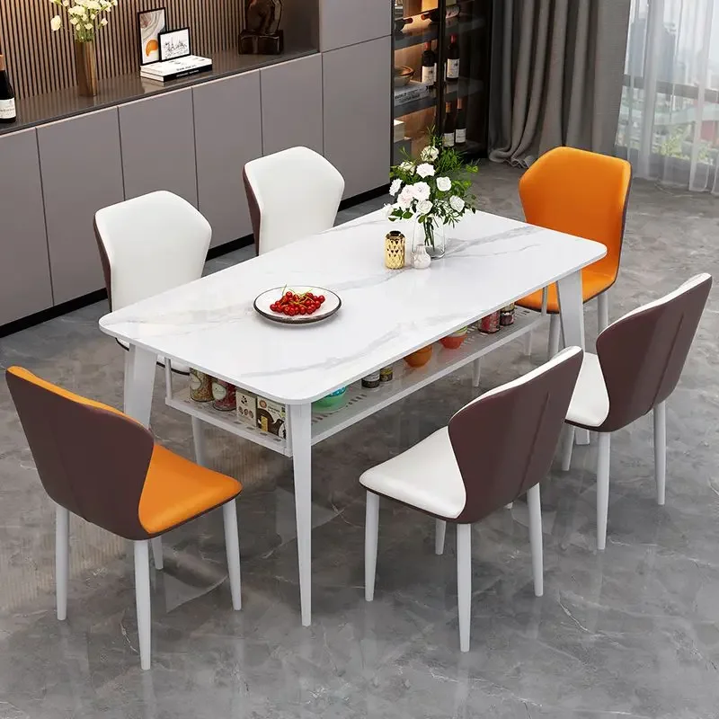 Light luxury rock slab double-layer dining table and chair combination simple small apartment storage dining table restaurant