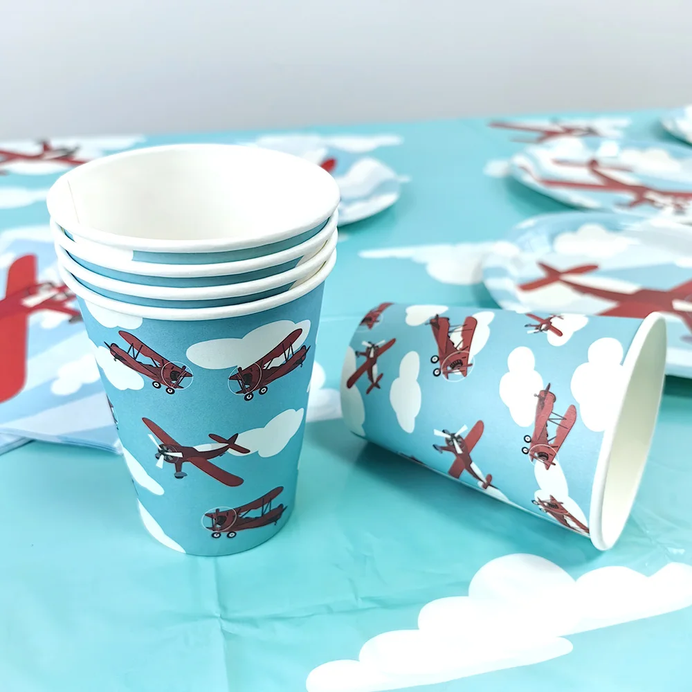 Airplane Balloon Set For Birthday Party Decoration 32inch Blue Number Balloon Cloud Balloon Plane Party Supplies