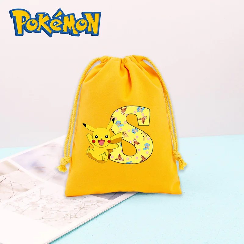 Pokemon Canvas coulisse borse Cartoon Animation Figures Pikachu Gengar borse per bambini Storage Party Decoration Pouches Gift