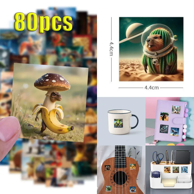 

80pcs Creative Stickers Set Tung Tung Sahur Italian Brainrot Desktop Decoration Collection Ornament Funny Waterproof Stickers