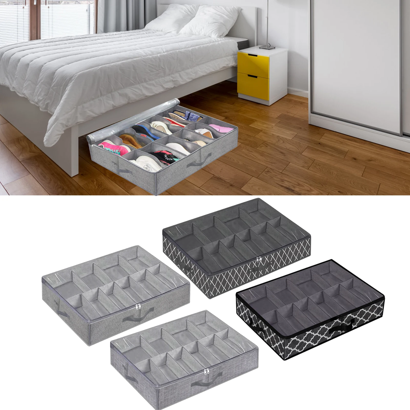 Under Bed Shoe Storage Box Drawer Organizer For Shoe Storage Foldable Box Under Bed Shoe Closet Storage For 12 Pairs Of Shoes