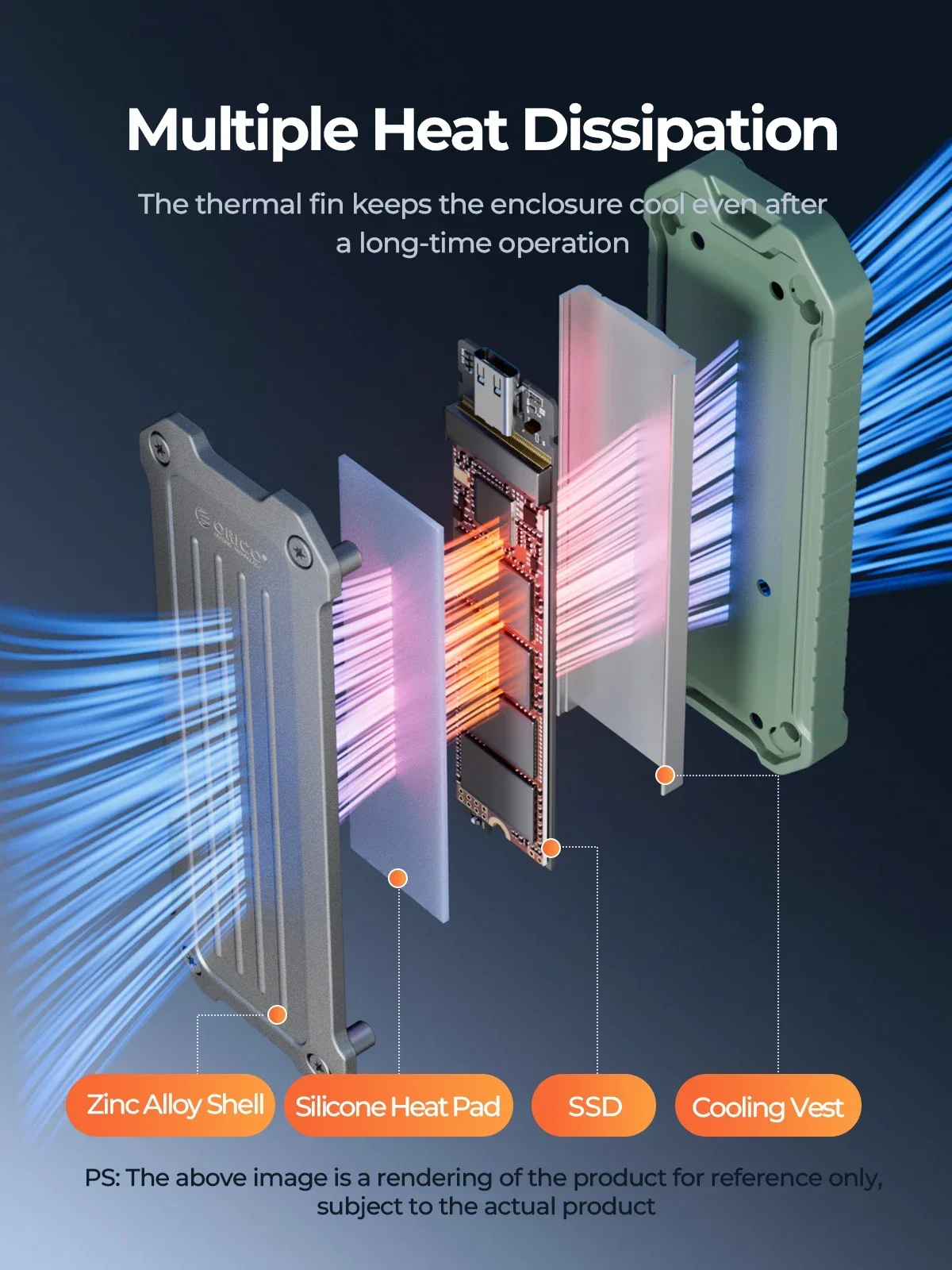 ORICO M.2 NVMe SATA Enclosure Zinc Alloy Waterproof External SSD Case 10Gbps Portable M.2 Hard Disk Storage Box for PC Laptop