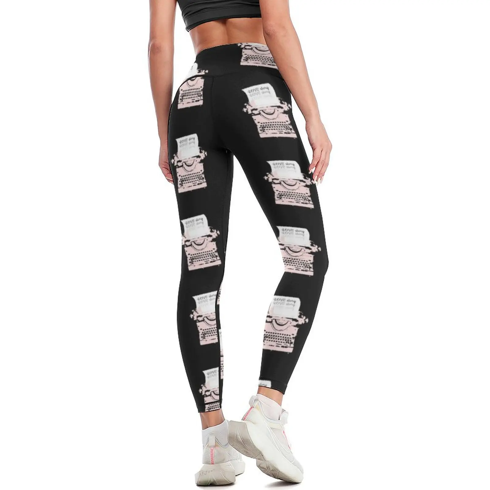 RETRO TYPEWRITER Leggings gym pants flared Golf wear gym top Womens Leggings