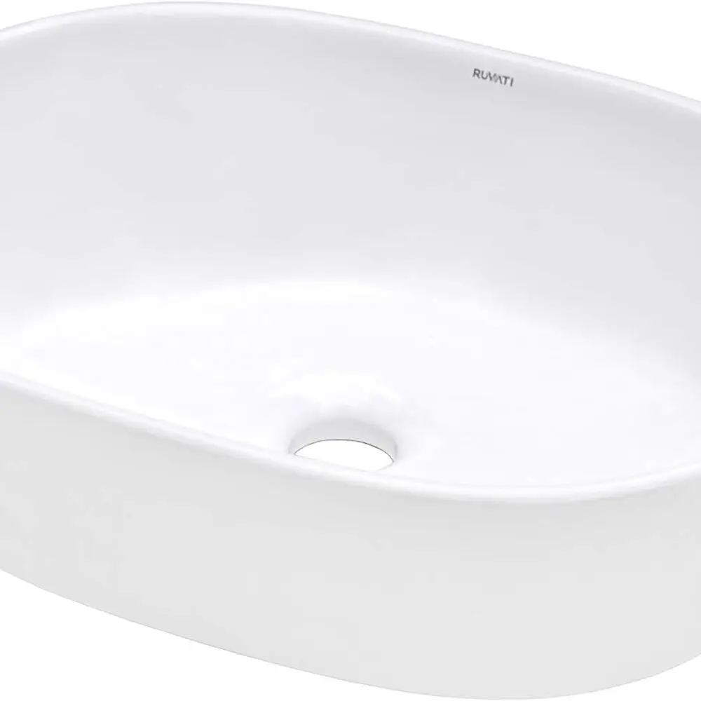 

24 x 16 inch White Oval Bathroom Vessel Sink Above Counter Vanity Porcelain Ceramic Wash Basin - RVB0424 - Small Vessel Sink for