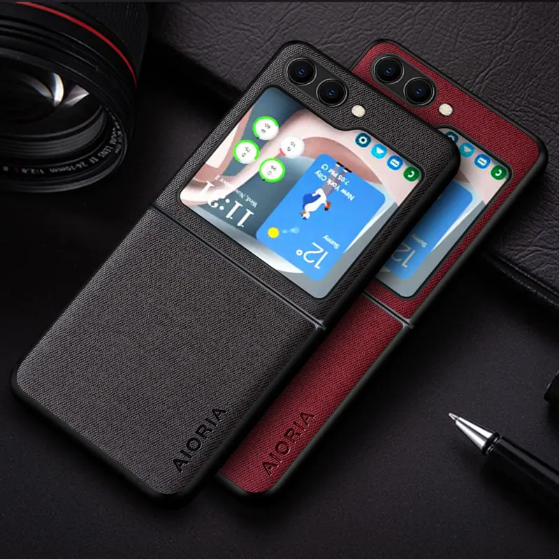 Case For Samsung Galaxy Z Flip6 5 3 flip4 funda New Design Textile Leather Phone Cover for samsung galaxy z flip6 case coque