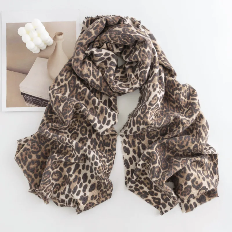 Fashion Leopard Printed Shawl for Women Long Wide Chiffon Scarves Muslim Costumes Accessories Spring Summer Lady Hijab Wraps