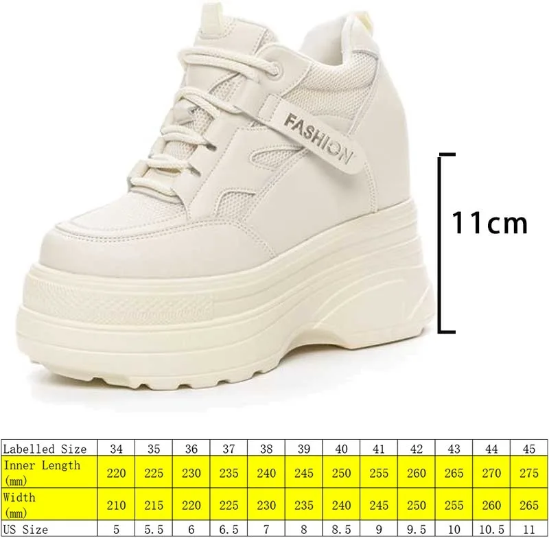 Fujin 11cm New Air Mesh vera pelle Platform Wedge comodi sandali da donna estate Hollow Chunky Sneaker scarpe da ginnastica traspiranti