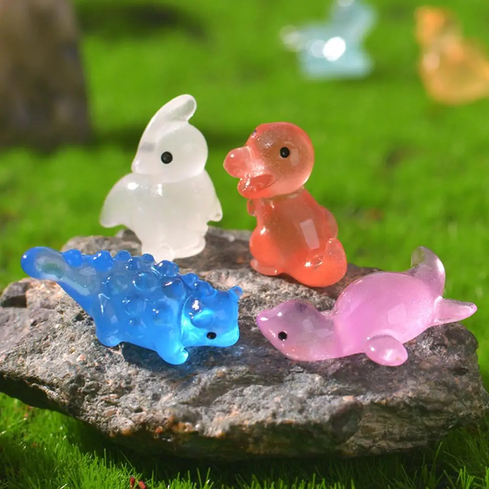 50Pcs Glow-in-the-dark Mini Dinosaur Figurine Luminous Clear Dino Resin Statue Miniature Dinosaur Ornament Home Desktop Decor