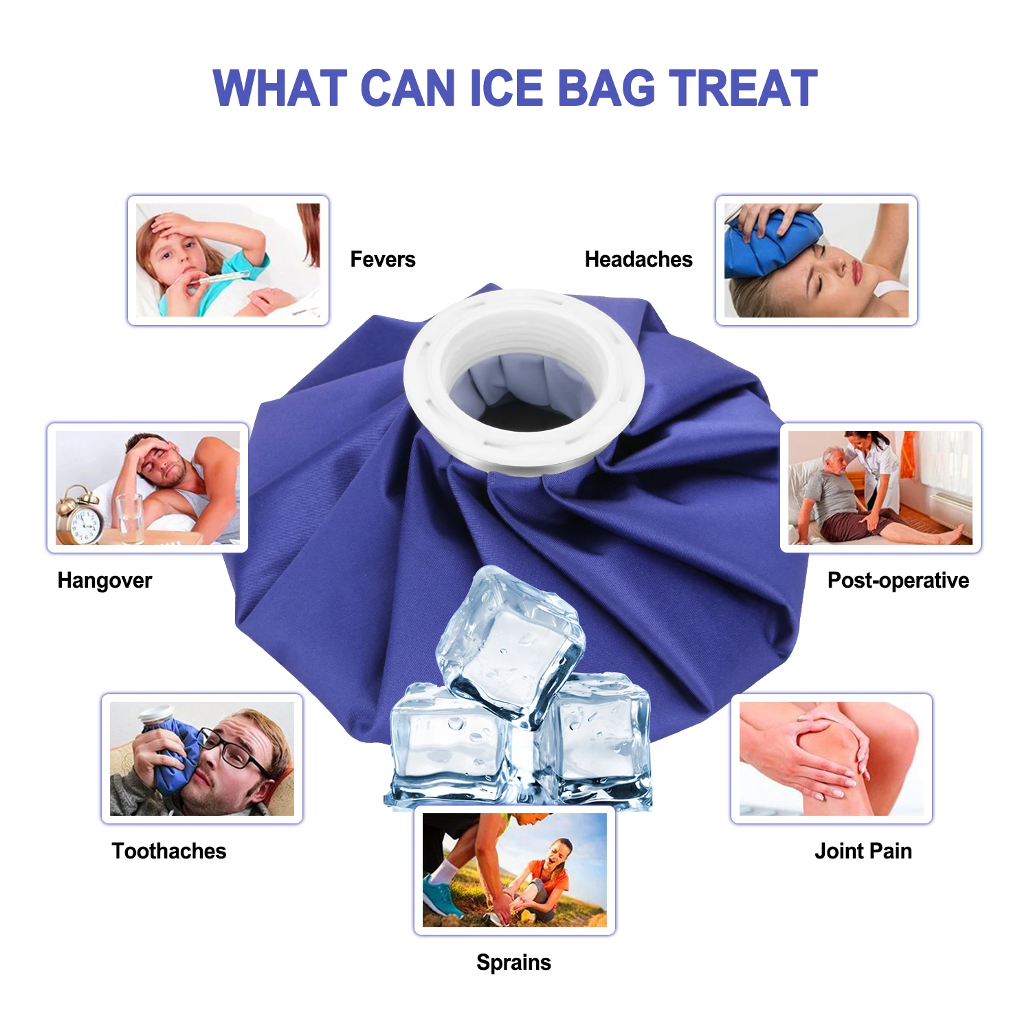 Buckets Coolers Ice Cold Pack Reusable Ice Bag Hot Water Bag for Injuries, Hot & Cold Therapy and Pain Relief 6/9/11 Inch Blue