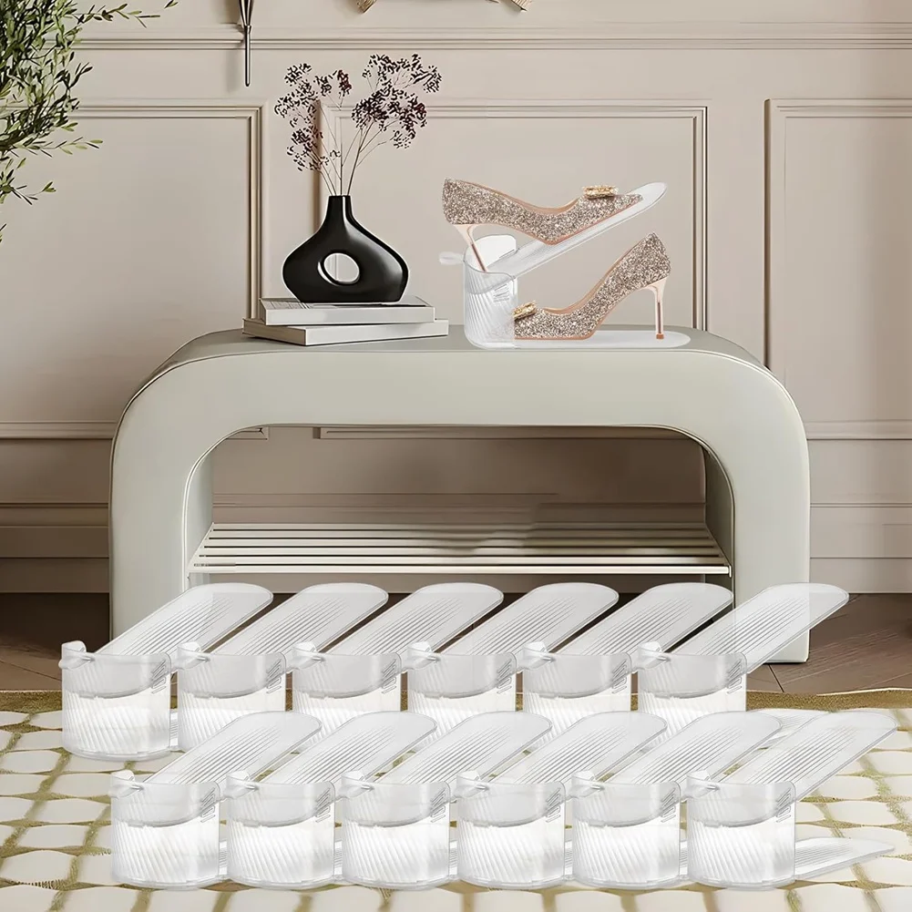 ABNL 12Pack Shoe Slots Organizer For Closet,Adjustable Shoe Rack Holder Shoe Space Savers Shoe Racks For Closet Dormitory