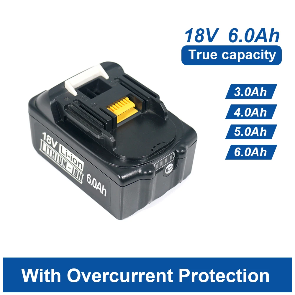 

For Makita 18V 6000mAh/6.0Ah li-ion battery for electric tools hand drills, applicable to Makita BL1840B, BL1850B, BL1860