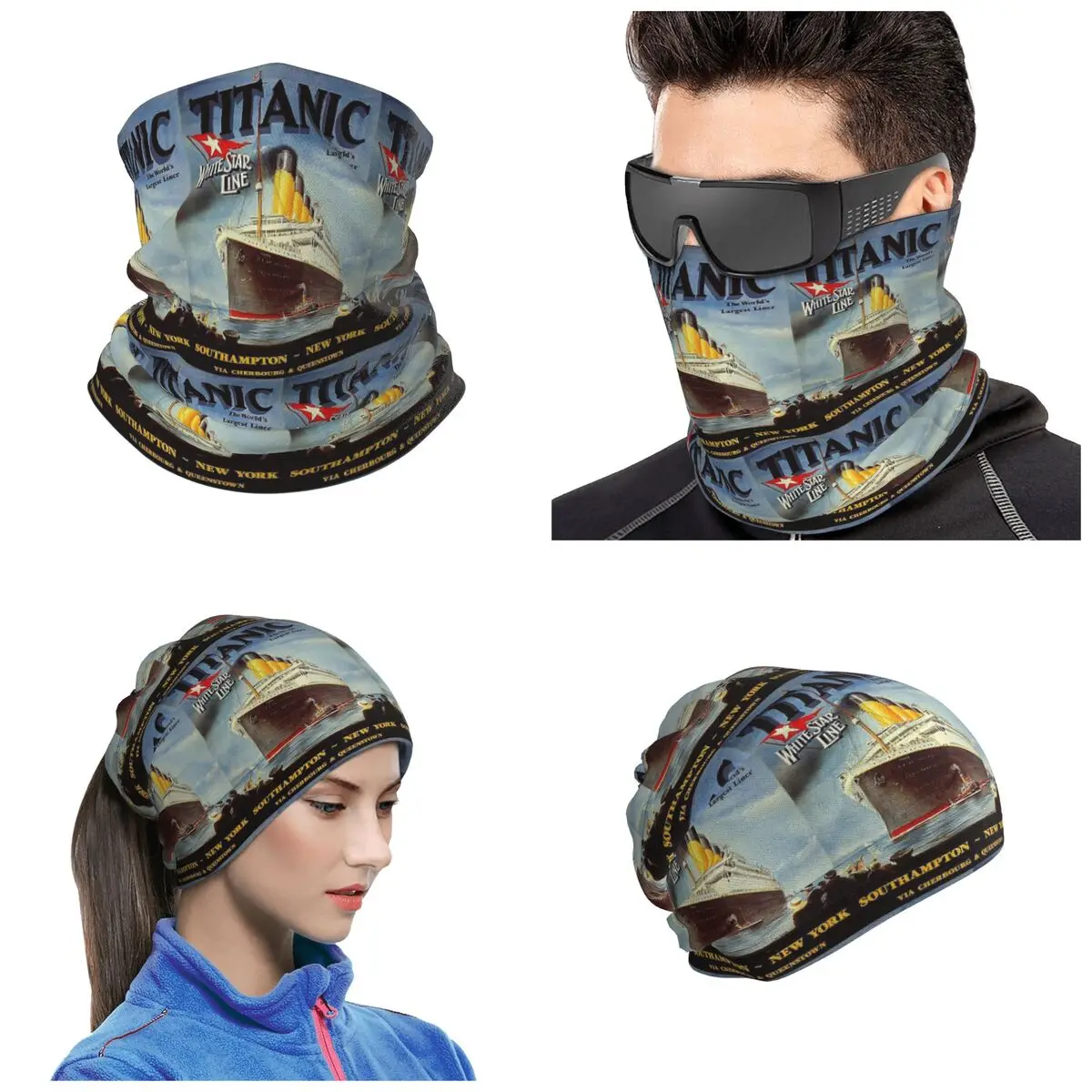 Titanic White Star Line Bandana Neck Gaiter Printed Wrap Scarf Multi-use Headwear For Men Women Adult Winter