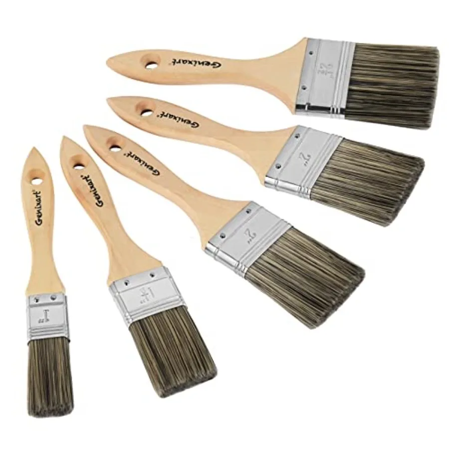 

Double Thick Chip Paint Brush Set, Wood Stain Brushes for Painting Walls and Fence Staining, Wooden Handle Masonry Paintbrush f